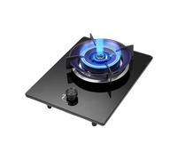 Estufa de gas portátil de 1 quemador, GLP/cocina natural, anillo de fuego de 5,2 kW, vidrio templado con estante de hierro fundido y protección contra fallos de llama