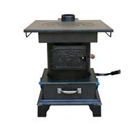 Estufa De Hierro Fundido A LeñA Y CarbóN, Horno PortáTil Multiusos para CalefaccióN Y Cocina, Multi-Combustibles, Flujo De Aire Ajustable