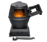 Estufa de hierro fundido para leña con vista de cristal, pequeña estufa de cocina para interiores y exteriores, camping, barbacoa, patio