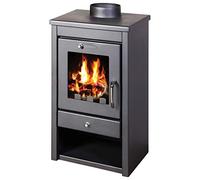 Estufa de leña 11 kW, chimenea de tamaño pequeño, conducto superior, bajas emisiones BlmSchV 2