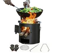 Estufa De Leña Al Aire Libre - Horno Portátil Con Mango, Guantes De Senderismo, Aparato De Cocina Resistente Para Viajes, Elemento De Calefacción Duradero | Solución Compacta Ideal Para Combustible, R
