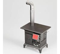 Estufa de leña, cocina de hierro fundido con chimenea y accesorios para calefacción y cocción eficientes en entornos rústicos