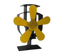 Estufa de leña con detección automática con ventilador de estufa de leña de 5 aspas alimentado por calor, pequeño, negro, bronce, oro, plata
