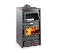 Estufa de leña con horno de hierro fundido