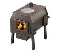 Estufa de Leña con Horno y Chimeneas Alta Eficiencia de Disipación de Calor Interior Sin Humo, Estufa de Leña Multifuncional para Calentar, Cocinar y Hervir Agua(32 * 52 * 46cm)