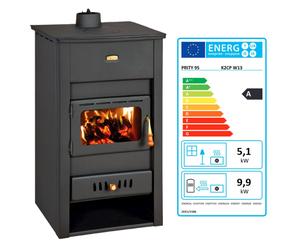 Estufa de Leña con Placa de Hierro Fundido y Caldera Prity K2 CP W13 - 13 kW