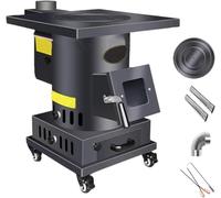 Estufa de leña con revestimiento de hierro fundido, tecnología de gasificación, ventana de visualización, ajuste de potencia de fuego, horno para cocinar y calentar, incluye chimenea