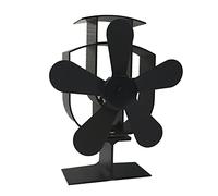 Estufa de leña con sensor automático con termómetro, 5 aspas, alimentada por calor, ventilador de estufa de leña, pequeño, negro, bronce, oro, plata
