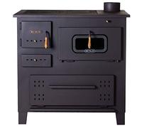 Estufa de leña con TAPA de hierro fundido Prity, Quemador en la parte superior para cocinar al horno, Potencia de calefacción 13kW