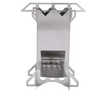 Estufa de leña de acero inoxidable portátil para caminatas para acampar al aire, 201 acero inoxidable, liviano, plegable, incluye bolsa de lona