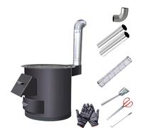 Estufa de leña de acero laminado en frío de primera calidad para calentar y cocinar en el hogar. Uso en interiores. Combustión secundaria. Portátil para camping, autocaravanas y picnics (52