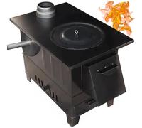 Estufa de leña de hierro fundido, chimenea de combustible múltiple para calentar y cocinar, quemador de leña interior sin humo con accesorios para uso en interiores y exteriores