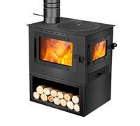 Estufa de leña de hierro fundido con cajón de cenizas para calefacción interior y patio