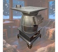 Estufa de leña de hierro fundido con entrada de aire ajustable para calefacción interior del hogar, agua hirviendo y barbacoas