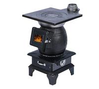 Estufa de leña de hierro fundido con ventana de observación de vidrio para calefacción eficiente en patios, tiendas de campaña, cabañas