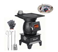 Estufa de leña de hierro fundido de alta resistencia para interiores, estufa rústica de hierro para calefacción, ideal para acampar, pescar y calentar el hogar en invierno.(A)