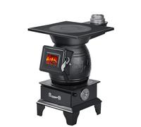 Estufa De LeñA De Hierro Fundido, Estufas De Pellets con Tolva De Cenizas Tipo CajóN Y Varilla De SujecióN For Evitar Fugas De Cenizas For Cocinar, Hervir Agua Y Calentar