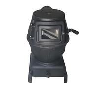 Estufa de leña de hierro fundido grueso con ventana de llama visible, diseño de horno dividido, calentamiento rápido, estufa portátil multiusos para interiores y exteriores