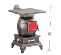 Estufa de Leña de Hierro Fundido, Ideal para Patios y Zonas Sin Electricidad, Compatible con Varios Combustibles, Chimenea de 500cm, Dimensiones 38x38x56cm