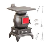 Estufa de Leña de Hierro Fundido, Ideal para Patios y Zonas Sin Electricidad, Compatible con Varios Combustibles, Chimenea de 500cm, Dimensiones 38x38x56cm