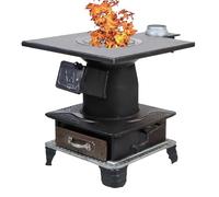 Estufa de leña de hierro fundido para cocinar y calentar en interiores y exteriores, esencial para camping, diseño eficiente y duradero