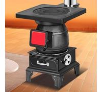 Estufa de leña de hierro fundido para interiores, exteriores, camping, calefacción, cocina, hervir agua