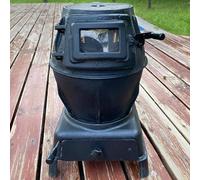 Estufa de leña de interior para calentar y cocinar, de hierro fundido engrosado con ventana, sin humo y de bajo consumo (mediana).