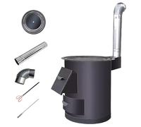 Estufa de leña, diseño sin humo de acero grueso con puerta de carga grande para cocinar, hervir agua y calefacción del hogar