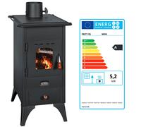 Estufa de leña EEK A+ Prity K2 GT F con horno, estufa de chimenea de 8,1 kW [EEK: A+]