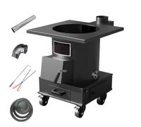 Estufa de leña, estufa de calefacción de hierro fundido con ruedas bloqueables, diseño de horno doble para calefacción y cocina del hogar, carga de 250 kg