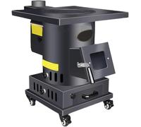 Estufa de leña, forro de hierro fundido de 10 mm de grosor, gasificación para interiores y exteriores, ventana de visualización, ajuste de potencia de fuego, horno y mango para cocinar, incluye