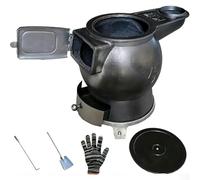 Estufa de Leña Hierro Fundido Cajón Cenizas Gancho Fuego Pala Fuego Guantes | Cocina de Leña Exterior para Calefacción, Cocina, Hervir Agua, Ahorro de Energía, Carbón, Leña, Ramas