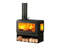 Estufa de leña multifuncional de hierro fundido,Estufa de Leña con Cristal,Acero 6 mmEstufa de Leña con Horno,Para la calefacción de los ambientes de la casa