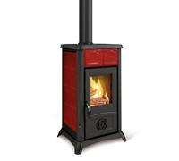 La Nordica Extraflame Estufa de Leña Gema Con Revestimiento En Mayólica Burdeos