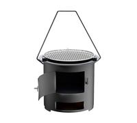 Estufa de leña para exteriores, de acero resistente, portátil, con asa desmontable, ideal para cocinar en la naturaleza (tamaño: 25 x 27 cm, color: gris oscuro)