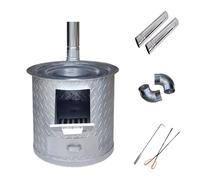 Estufa de leña para exteriores, quemador de leña de bajo humo con cuchillas de entrada de aire, puerta de combustible grande y cajón de cenizas para interiores y exteriores, camping y cocina en casa