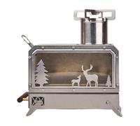 Estufa de leña para garaje, estufa de leña exterior | Estufa de madera de cabina de acero inoxidable - Estufa exterior transparente, estufa plegable con chimenea para tienda de campaña, cocina, patio