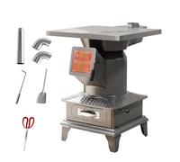 Estufa de leña para interiores, calentador de acero al carbono resistente y estufas de cocina con anillos ajustables y chimenea, calentador de hogar multicombustible con cajón de cenizas (chimenea de