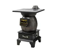 Estufa de leña para interiores, cocina sin humo de hierro fundido para calefacción doméstica de bajo consumo