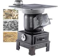 Estufa de leña pequeña para casas pequeñas, estufa de leña de hierro fundido para calentar y cocinar en refugios domésticos, ahorro de energía.