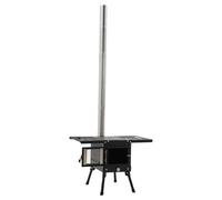 Estufa de leña plegable para camping con chimenea, altura regulable 36-56 cm, hornillo portátil para exteriores, barbacoa y calefacción (acero inoxidable)