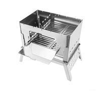 Estufa de leña plegable portátil, parrilla de barbacoa de acero inoxidable para cocinar al aire libre, ligera y desmontable para fogata de campamento con diseño de entrada de aire