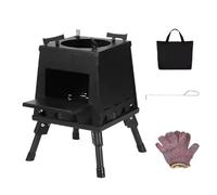 Estufa De Leña Portátil, Cocina De Camping De Acero De Alta Eficiencia Con Gran Cámara De Combustión, Diseño Plegable Para Senderismo, Picnics & Calefacción(30 * 30 * 48cm)