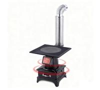 Estufa de leña portátil de hierro fundido para calefacción interior y exterior y cocina con tubo de chimenea