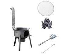 Estufa de leña portátil de hierro fundido para camping, senderismo y mochileros, patas extraíbles, capacidad de carga de 440 libras, ideal para cocinar al aire libre