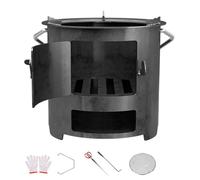 Estufa de Leña Portátil, Estufa Leña Interior, con Asa, Barras de Combustión Reforzadas, con Soporte Triangular de Fijación, Ideal para Fogatas y Patios(26cm/10in)