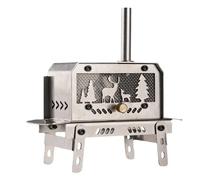 Estufa de Leña Portátil para Acampar Al Aire Libre, Acero Inoxidable Carpa, Árbol Navidad y Mesa Alce