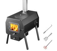 Estufa de Leña Portátil para Tiendas de Campaña con Ventana de Vidrio Resistente Al Calor, Chimeneas de Leña para Acampar, Cazar, Pescar en Hielo y Calentar Al Aire Libre