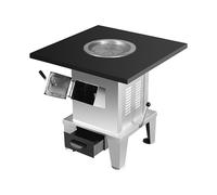 Estufa de leña portátil sin humo: estufa multicombustible con base grande para wok, caja de fuego más profunda, entrada de combustible agrandada y caja de cenizas. With legs: 50 * 50 * 60cm