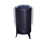 Estufa De Leña Redonda, Temperatura de los humos: 292ºC, Potencia 6,7Kw Para Calentar Una Superficie De 50 M², Estufa Grande Chapa Para Leña, Estufa De Leña, Estufa De Carbon y Leña (Negra)